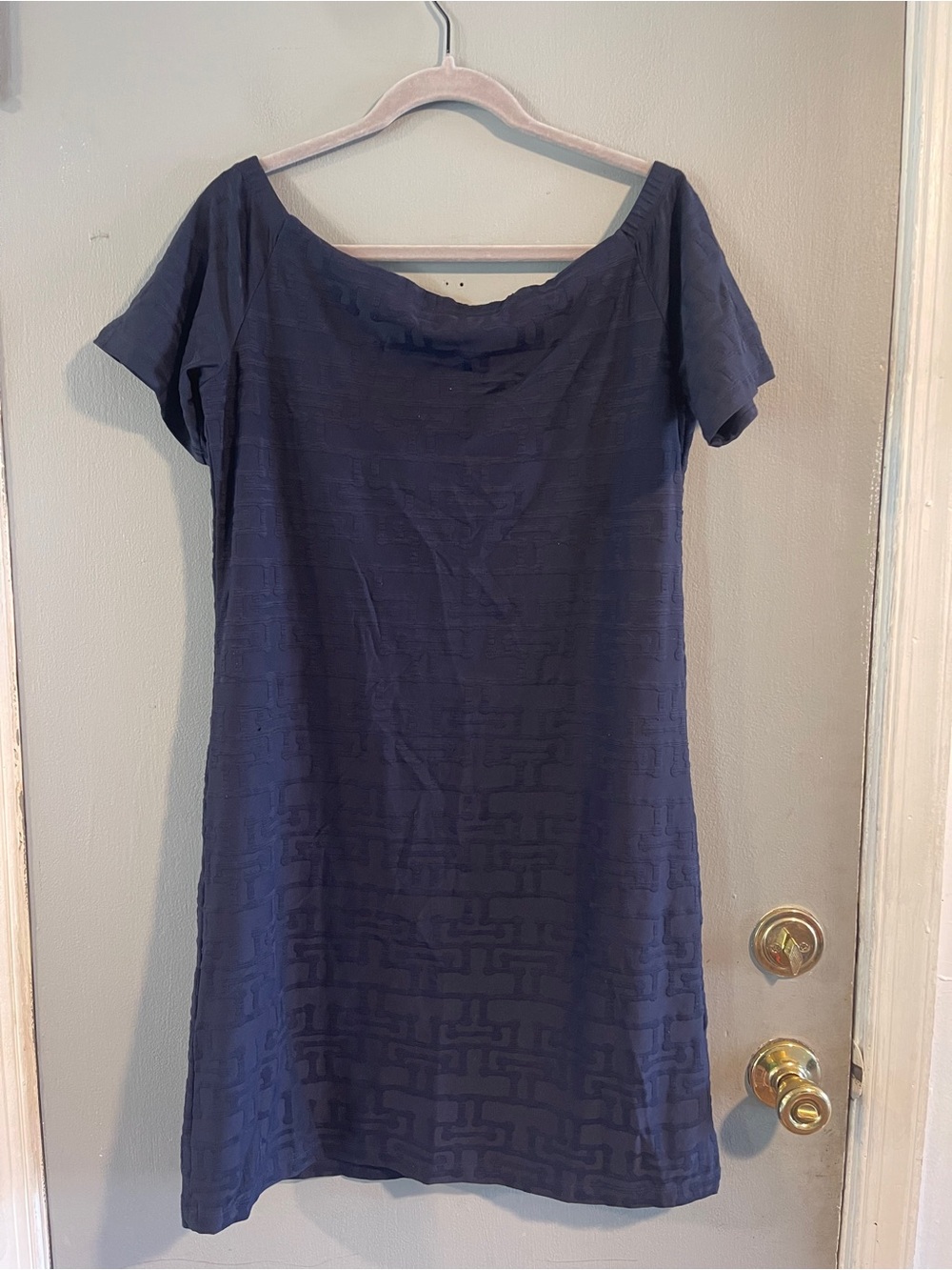 J.McLaughlin Off Shoulder Textured Knit Jacquard Crew Neck Swing Dress Size M